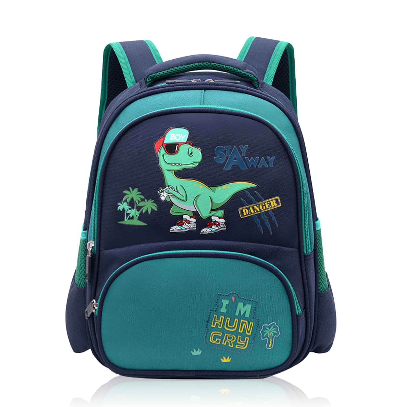 Kinderrucksack Jungen, Kleiner Dinosaurier Rucksack Kinder mit Brustgurt, Wasserdicht Vorschule Kleinkind Schulrucksack Kindergarten Schultasche (Dinosaurier Grün)