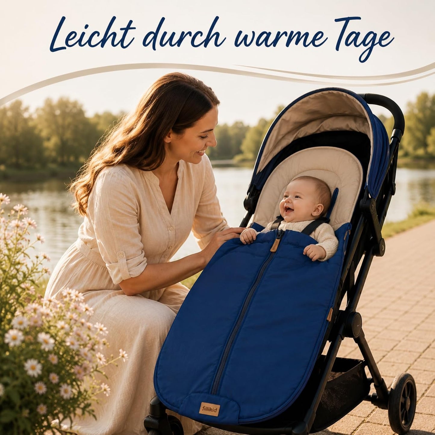 Babyfußsack Light Trend Exklusiv, 95x48cm | Leichter Sommer-Fußsack für Kinderwagen, Buggy & Sportwagen, Vorderteil abnehmbar, pflegeleicht