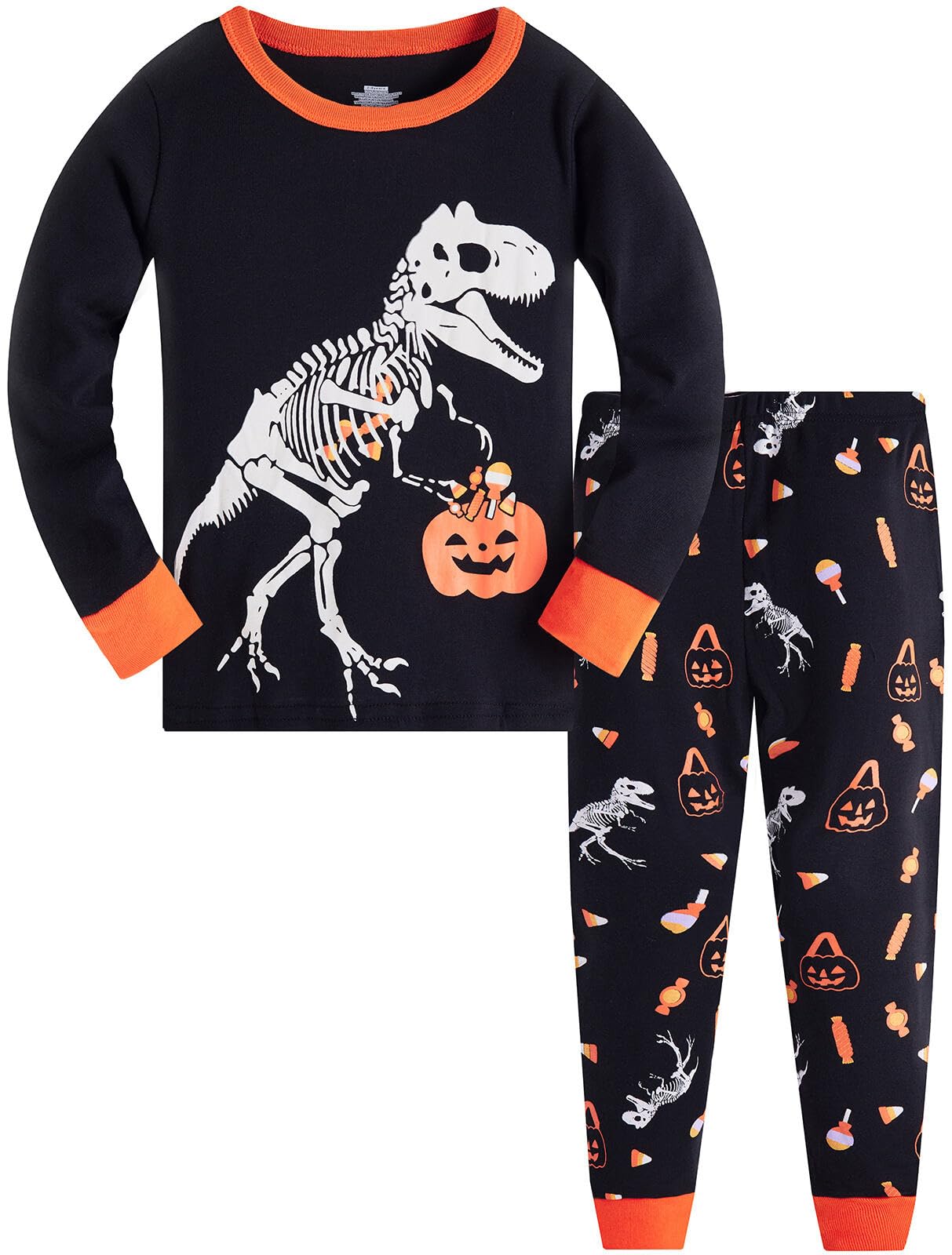Jungen Pyjamas, Dinosaurier Langarm Zweiteiler Pyjama, Kinder Baumwolle Pyjama Set, Winter, Weihnachten Nachtwäsche, Größe 1–12 Jahre
