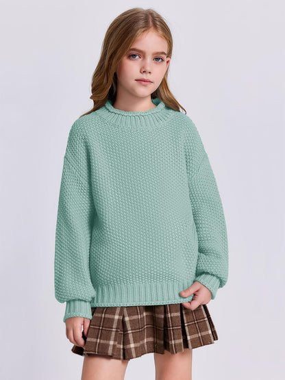 Wenrine Mädchen Pullover Winter Rollkragen Strickpullover Langarm Gestrickt Casual 5-14 Jahre