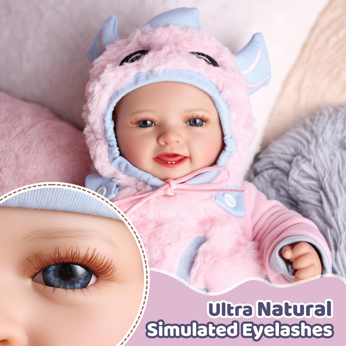 BABESIDE Baby Puppe - 43 cm / 17 Zoll Mädchen Babypuppen mit Stoffkörper - Babypuppe Mit Bezauberndem Outfit, Schnuller Und Babyflasche Als Geschenk FüR Kinder Ab 2 Jahren