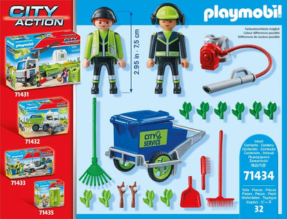 PLAYMOBIL City Action 71434 Stadtreinigungsteam, Stadtreinigung, Figuren und Mülltonne zum Schieben, Spielzeug für Kinder ab 4 Jahren