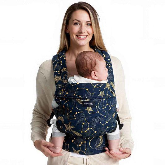 Momcozy Babytrage aus 100% Baumwolle – Baby Carrier für Kleinkind (3-24 Monate, 3,2-20 kg) · Ergonomische M-Position · X-Rücken · Taillengurt 64-127cm, Khaki