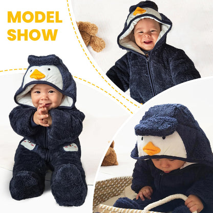 JiAmy Baby Winter Snowsuit, Toddler Girls Boys Warm Fleece Jumpsuit Fleece Romper Girls Boys Long Sleeve Jumpsuit 0-12 Months