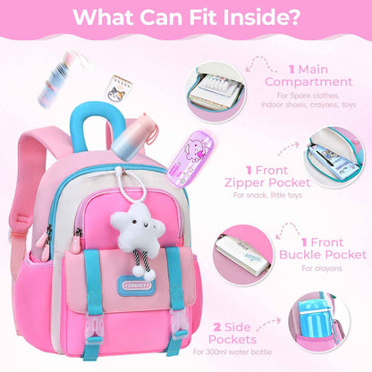Tanou Backpack Nursery for Girls, Ultra Light Nursery Backpack Girls, Cute Nursery Backpack with Chest Strap for Preschool Nursery, purple, childish