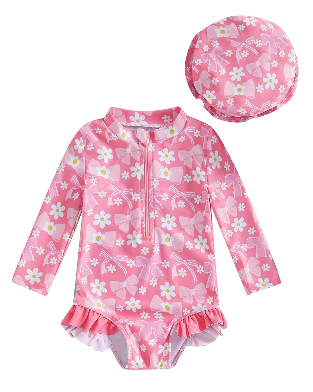 Baby Badeanzug Mädchen mit Sonnenhut Langarm UV Schutz Badebekleidung Für Baby-Mädchen Bademode Schwimmanzug