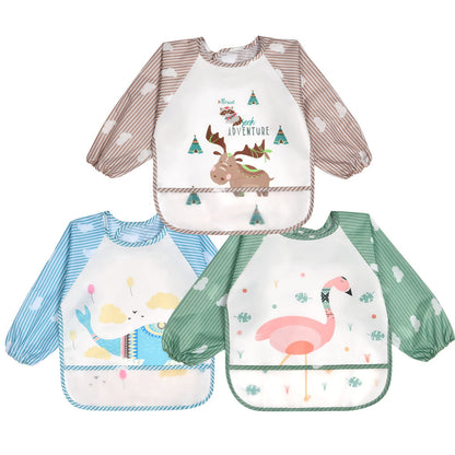 Vicloon Baby Lätzchen mit Lange Ärmeln,3PCS Ärmellätzchen Wasserdicht,Süßer Tierstil Baby Bibs Set für Essen Kunst Handwerk Malerei Bemalen Spielen für 6-24 Monaten