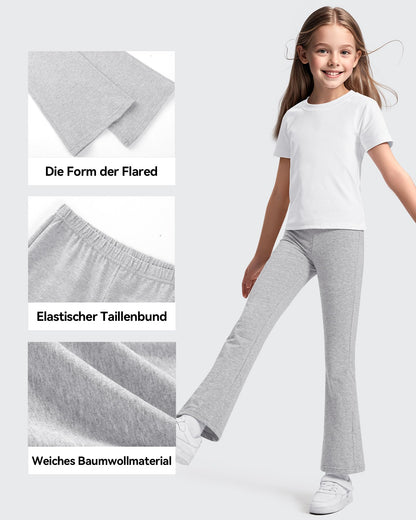 KEREDA Pack of 3 Flared Girls' Leggings Flared Children's Long Dance Trousers Cotton Leggings 116-164