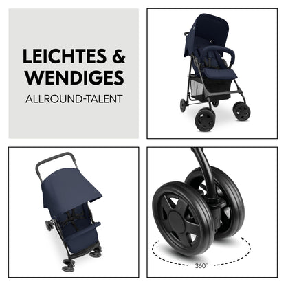 Hauck Lightweight Stroller up to 18 kg with reclining function from birth, small foldaway, sun canopy, large basket