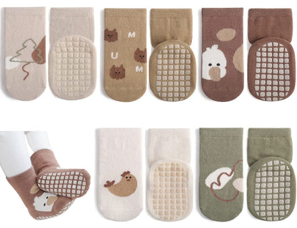 Rutschfeste Socken für Baby Mädchen Jungen 5 Paar Kinder Anti Rutsch Socken Sportsocken Stoppersocken