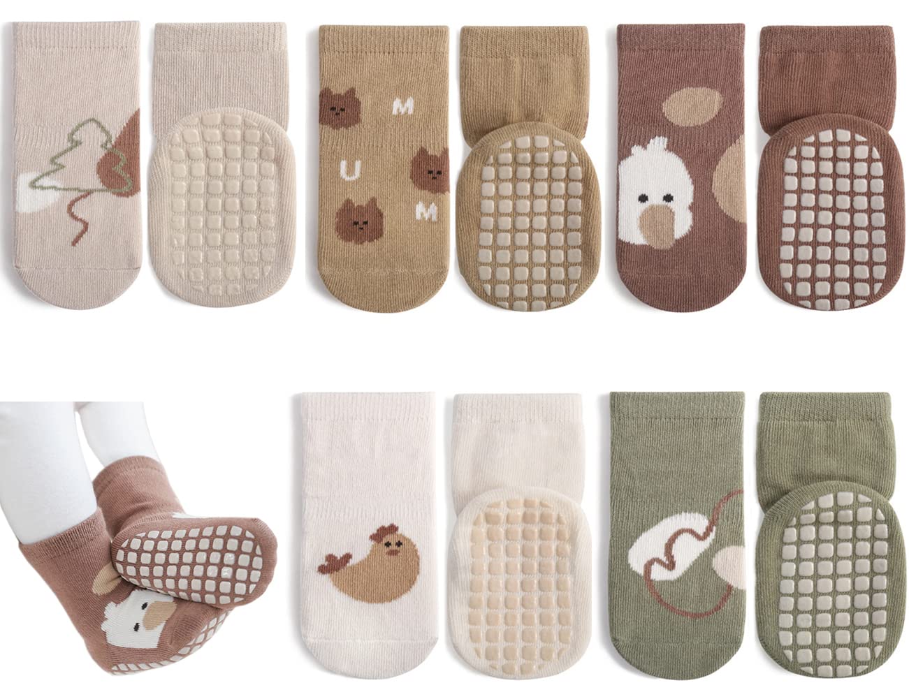 Rutschfeste Socken für Baby Mädchen Jungen 5 Paar Kinder Anti Rutsch Socken Sportsocken Stoppersocken