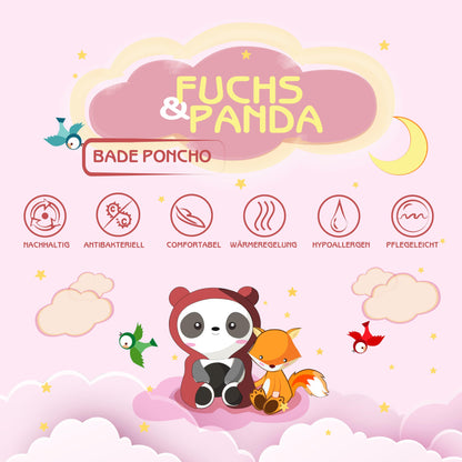 Fuchs&Panda® Badeponcho Kinder EXTRA warm, weich & kuschelig (100% Bambus) | Badeponcho Baby | Handtuch Poncho Kinder mit toller Geschenkverpackung (Kupfer-grün)