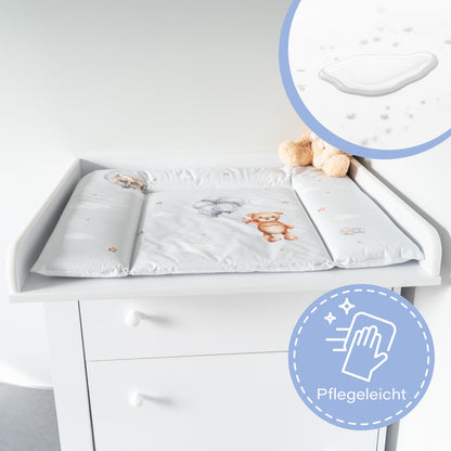 Wickelauflage Wickelunterlage abwaschbar und wasserdicht 75x72 cm - Wickelmatte zum Auflegen auf Wickeltisch Wickelaufsatz Wickelkommode oder Waschmaschine changing mat 75 x 72 Safari Motiv