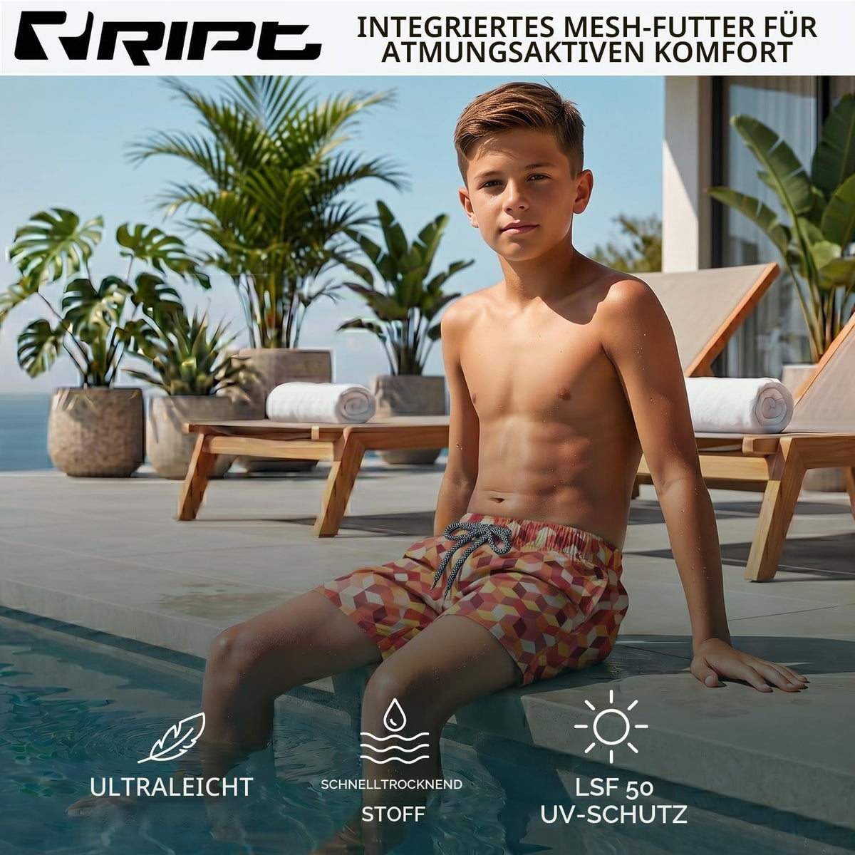 Schnelltrocknende Badeshorts für Jungen – UV50 Sonnenschutz für Aktiven Sommer Spaß