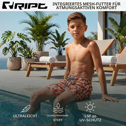 Schnelltrocknende Badeshorts für Jungen – UV50 Sonnenschutz für Aktiven Sommer Spaß