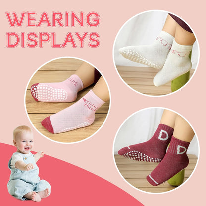 KOWAYI Stoppersocken Kinder 5/10 Paar ABS Rutschsocken Kinder Jungen, Mädchen, Baby Antirutschsocken 1-7 Jahre Grip Socken