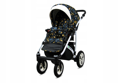 BabyLux® Bambimo Pushchair Set 3 in 1 - Tropical - incl. Baby Carrycot, Buggy Sports Seat, Car Seat - Pram Set - Combination Pram with Changing Bag, Rain Cover etc.
