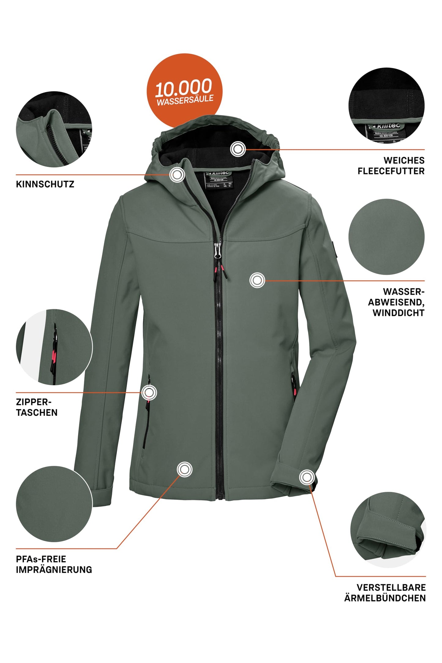 Killtec Mädchen Kos 145 Grls Sftshll Jckt Softshelljacke/Outdoorjacke mit Kapuze