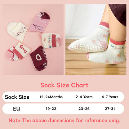 KOWAYI Stoppersocken Kinder 5/10 Paar ABS Rutschsocken Kinder Jungen, Mädchen, Baby Antirutschsocken 1-7 Jahre Grip Socken