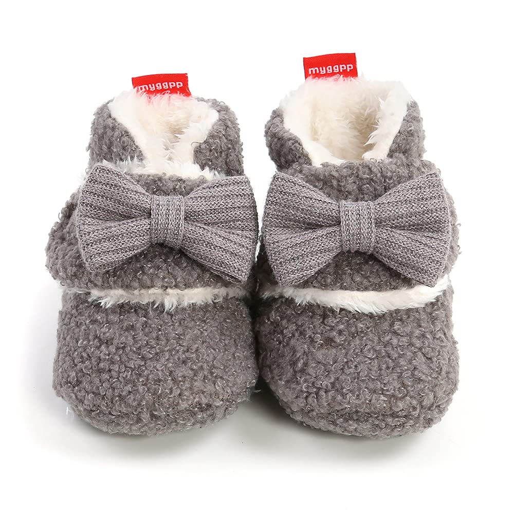 Sehfupoye Toddler Baby Boys Girls Cotton Booties Shoes Striped Soft Sole Newborn First Hiking Shoes Warm Fleece Boots 0-18M