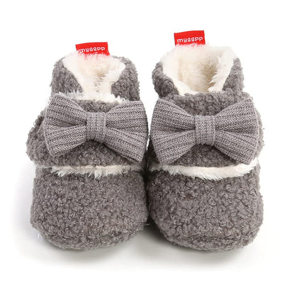 Sehfupoye Toddler Baby Boys Girls Cotton Booties Shoes Striped Soft Sole Newborn First Hiking Shoes Warm Fleece Boots 0-18M