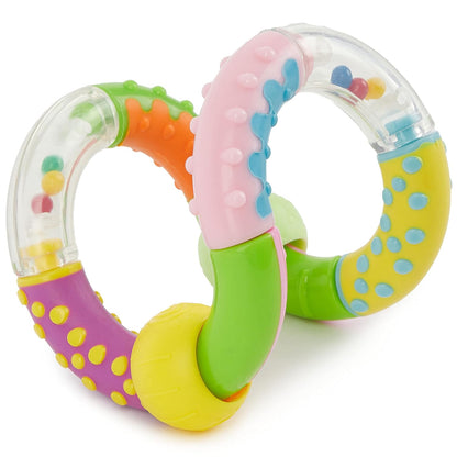 Bieco Ringrassel baby mit beweglichen Elementen | Beissring | Rasselring Baby Ringrassel Greifling Rassel Ring Rassel Motorikspielzeug | Sensorik Spielzeug für Babys