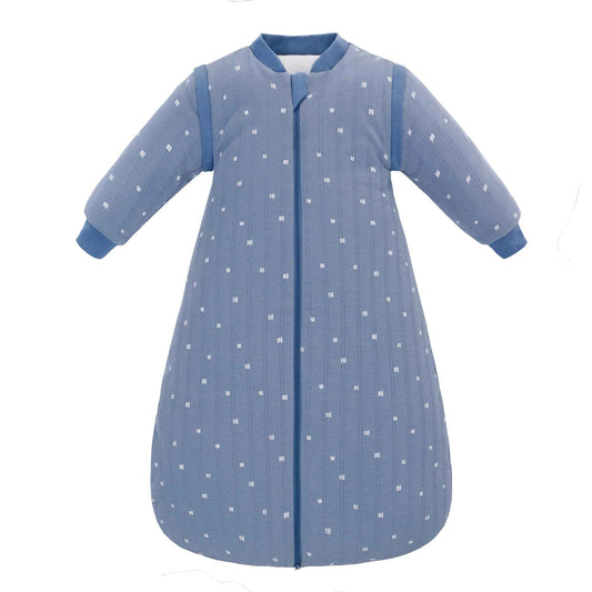 amo nenes Baby Sleeping Bag 2.5 TOG, Baby Autumn Winter Long Sleeve Sleeping Bag, 100% Cotton, Removable Sleeves, Length 72 cm, 0-6 Months (Blue)