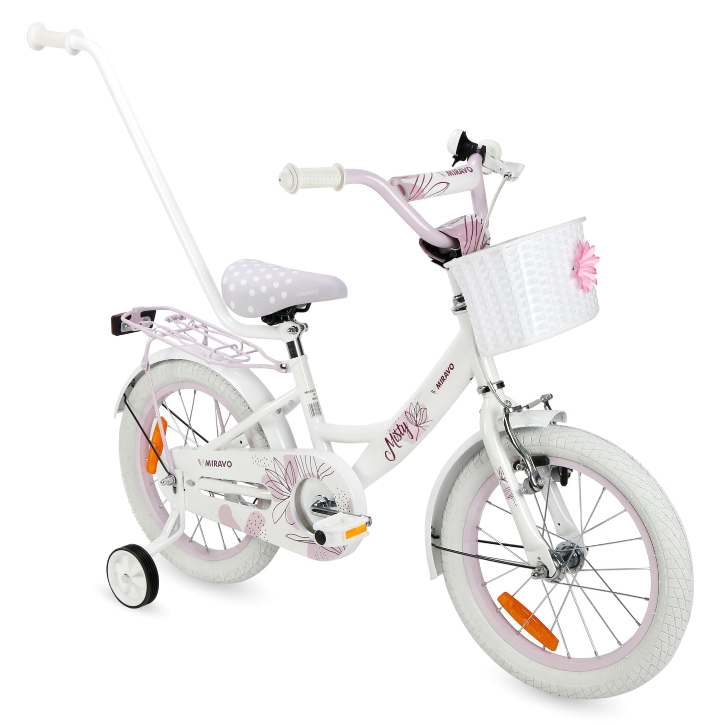 MIRAVO Kinderfahrrad Fahrrad Kinder Ab 2 Bis 8 Jahre Mit Stützrädern Schubstange V-Brake Bremsen Rückstrahl Aufkleber 12 16 20 Zoll Radgröße Korb Für Mädchen Misty - Meloni2