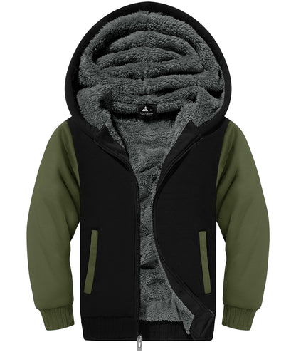 JACKETOWN Boys' Sweat Jacket Lined Children's Hoodie Sweatshirt Hoodie Fleece Jacket with Hood Long Sleeve Warm Winter Jacket Classic Pullover with Zip