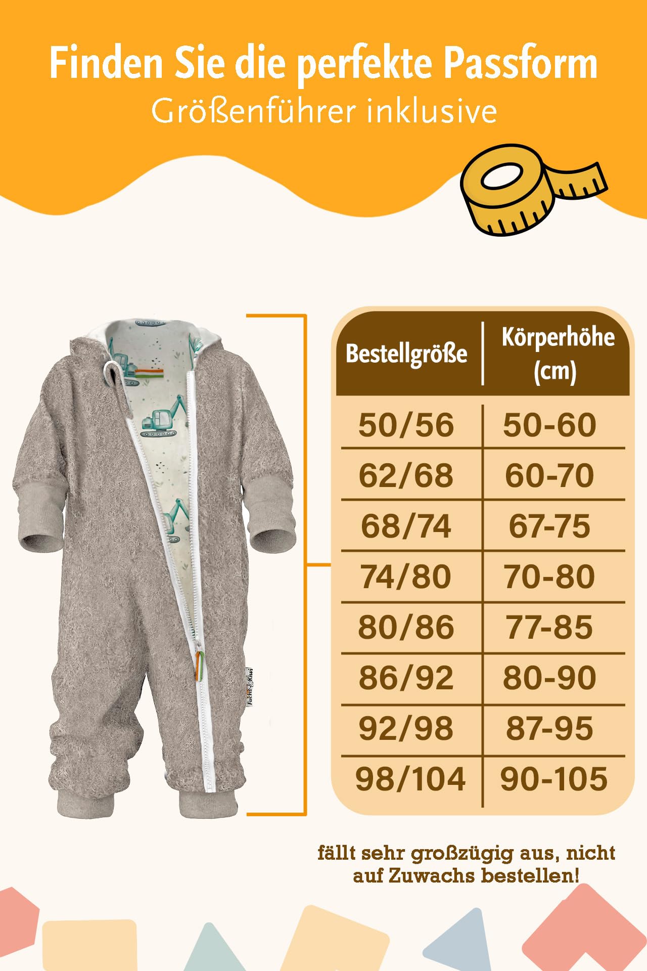 Fuchs & Kiwi Walkoverall Baby Boys - Natural Virgin Wool & Jersey Lining - Oeko-Tex, Skin-Friendly - Handmade in Berlin - Wool Walk Overall Baby & Toddler - Winter & Autumn
