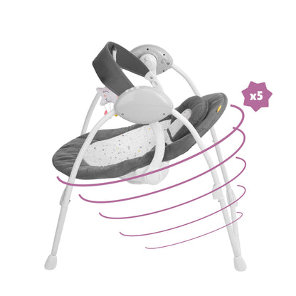 Badabulle Comfort Moonlight electric baby bouncer and baby swing, with 3 swing speeds, timer and 8 melodies