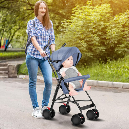 Buggy für Babys, ultraleicht, kompakt, faltbar und neigbar, von Geburt bis 25 kg, mit Trolley-System, Regenschutz inklusive, ausziehbarer Haube, C-schwarz