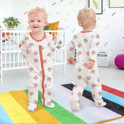 Neugeborenes Baby Jungen Mädchen Strampler mit Fuß Baby Schlafanzug Einteilige Lange Ärmel Overall Säuglings Frühling Herbst Body, 3er-Pack