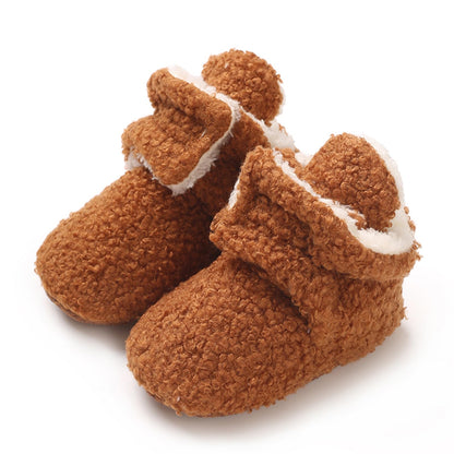 TMEOG Baby Winter Shoes Thermal Baby Shoes Crawling Shoes Fleece Baby Boots Non-Slip Warm Booties Baby Boots Lined Newborn Walk Shoes for Girls Boys 0-18 Months
