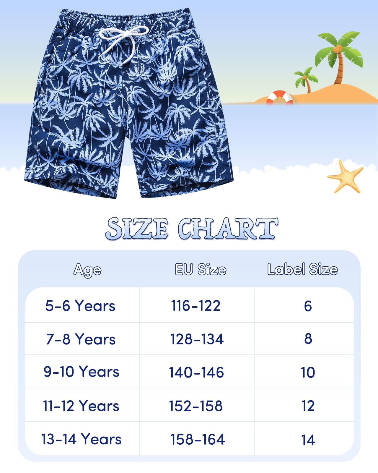 Domee Jungen Badehosen Badeshorts Schnelltrocknend Schwimmhose mit Netzfutter Verstellbarer Kordelzug