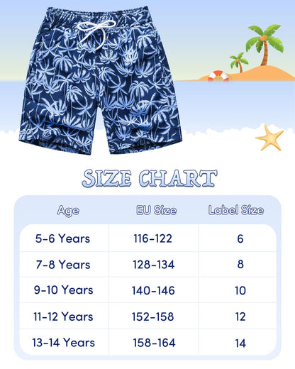 Domee Jungen Badehosen Badeshorts Schnelltrocknend Schwimmhose mit Netzfutter Verstellbarer Kordelzug