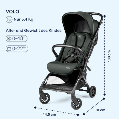PEG Leichter Buggy Volo mit Regenschutz, Handgepäckgröße, Flugzeuggeeignet, Kompakt, Ab Geburt bis 22 kg, Reisetasche Inklusive, Malva