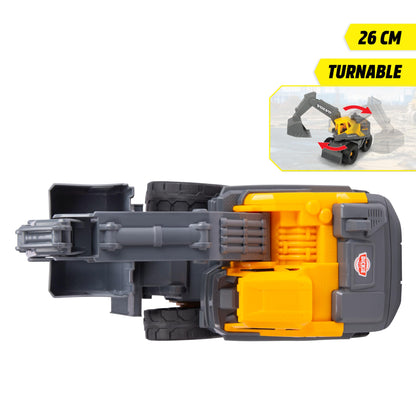 Dickie Toys - Volvo Bagger Tough Excavator (26 cm) - Spielzeug-Schaufelbagger für Kinder ab 3 Jahre mit Freilauf, beweglichem Arm und Schaufel, als Sandspielzeug geeignet