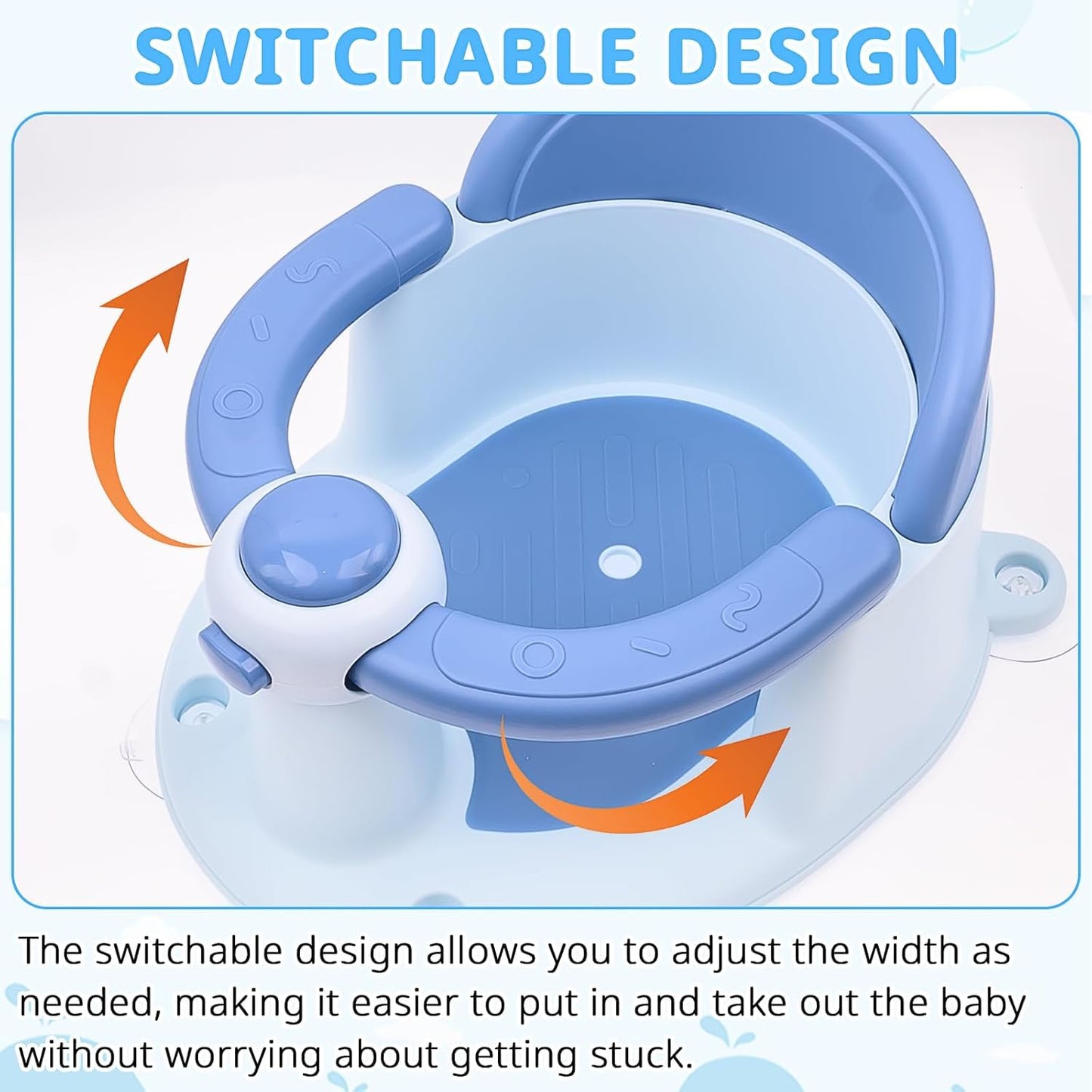 Baby Bath Seat for Babies from 6 Months, Non-Slip Baby Bath Chair, Portable Bath Seat with Suction Cups, Baby Bathtub Toddler Bath Support for Shower (Yellow)