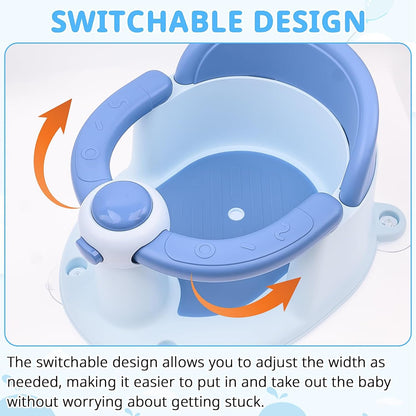 Baby Bath Seat for Babies from 6 Months, Non-Slip Baby Bath Chair, Portable Bath Seat with Suction Cups, Baby Bathtub Toddler Bath Support for Shower (Yellow)