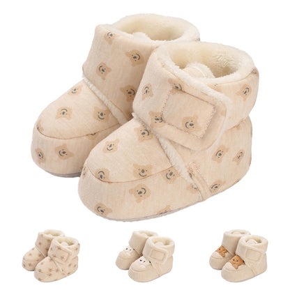 Tolaler Baby Newborn Fleece Booties Unisex, Thickened Lining, Warm Baby Winter Shoes, Adjustable Non-Slip with Soft Sole, Baby Booties/Everyday Wear (0–18 Months)