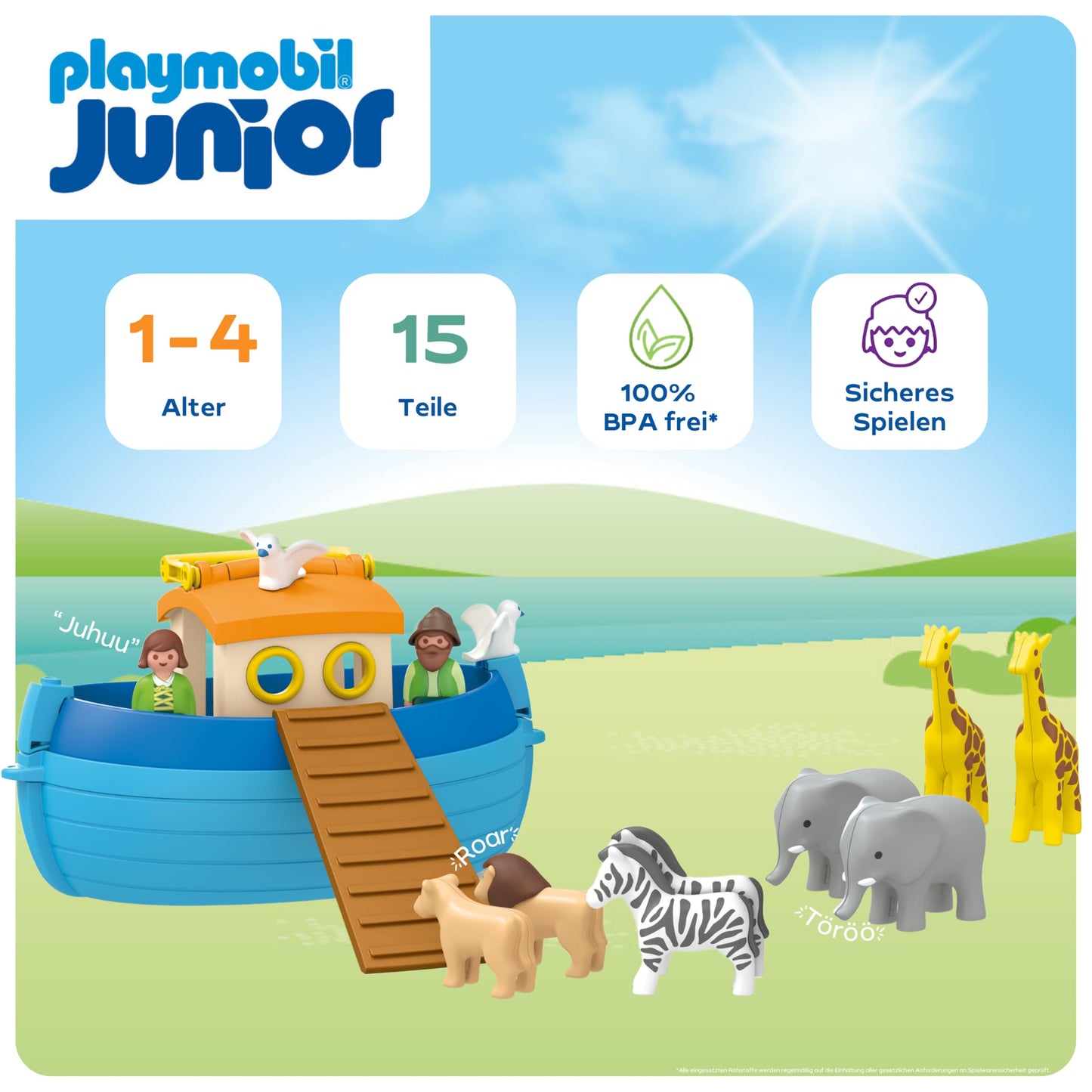PLAYMOBIL JUNIOR | Tierpension mit Futterspender | nachhaltiges Spielzeug aus biobasierten Kunststoffen | für Kinder ab 1 Jahr | 71690