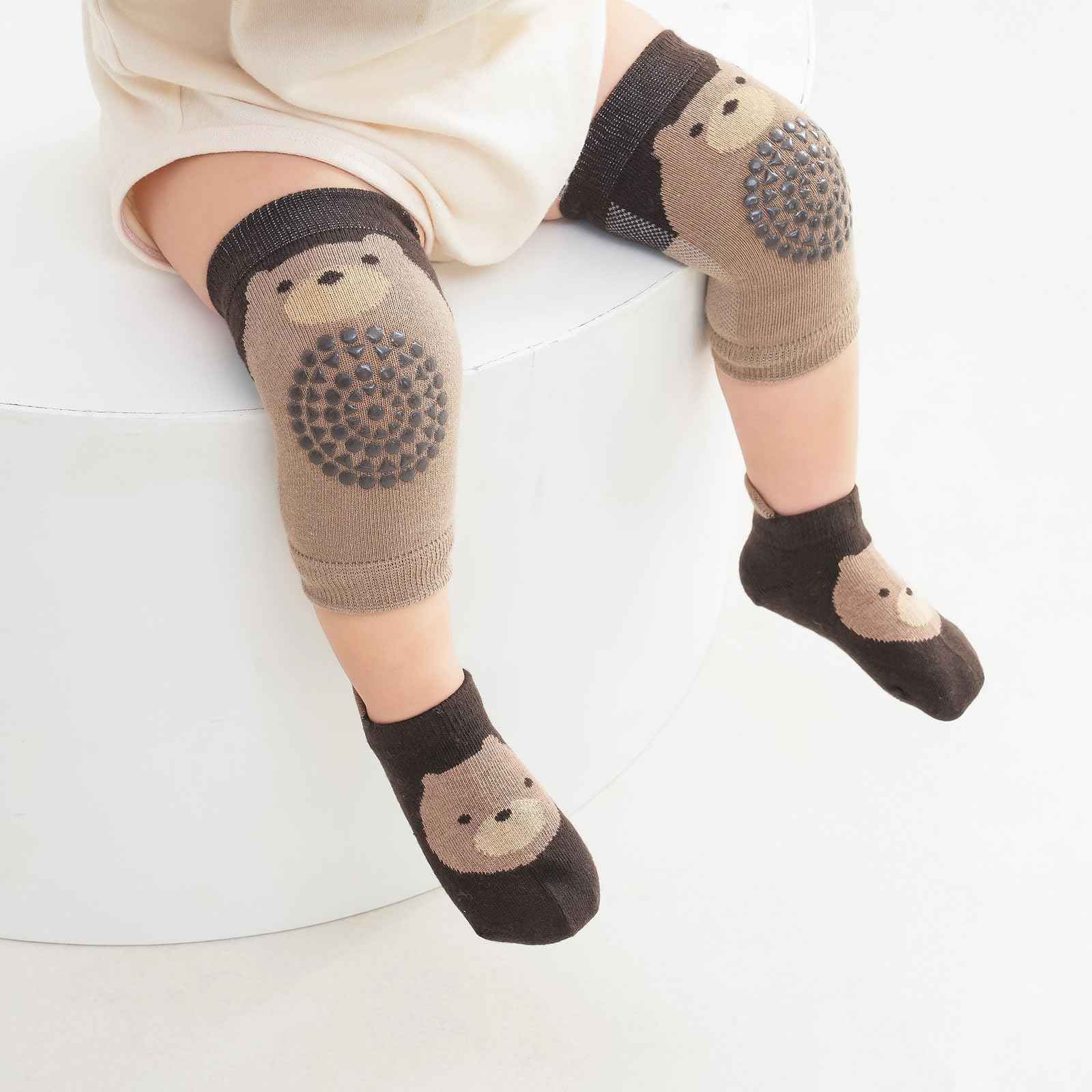 3 Paar Baby Knieschoner und 3 Paar Baby Socken Baby Krabbeln set, Anti Rutsch mit Gummipunkte Krabbelschoner Stulpen Knieschützer für Kleinkinder 0-12 Monate