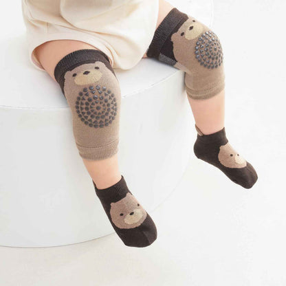 3 Paar Baby Knieschoner und 3 Paar Baby Socken Baby Krabbeln set, Anti Rutsch mit Gummipunkte Krabbelschoner Stulpen Knieschützer für Kleinkinder 0-12 Monate
