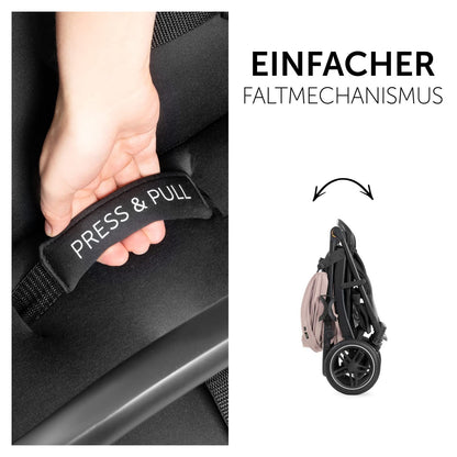 hauck Rapid 4D, Rosa - Kinderbuggy mit Liegefunktion ab Geburt bis 22 kg - UV Schutz 50+ - Klein Zusammenklappbar - Höhenverstellbarer Schieber mit Getränkehalter - Pannensichere Gummi Räder - Meloni2