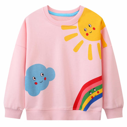 Codkkre Girls' Sweatshirt for Children Cute Cartoon Sweater Girls Long Sleeve Cotton Shirts Age 2-10 Years