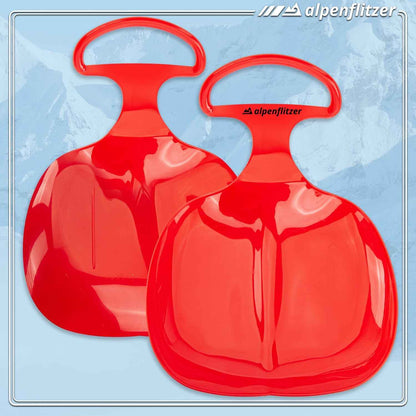Alpenflitzer® 2 Stück Popo-Rutscher Bob; Schlitten mit Griff; Kinder Po-Rutscher Rodel Schneerutscher Bob Schneeflitzer zum Rodeln & Schlittenfahren 2er Set blau & rot