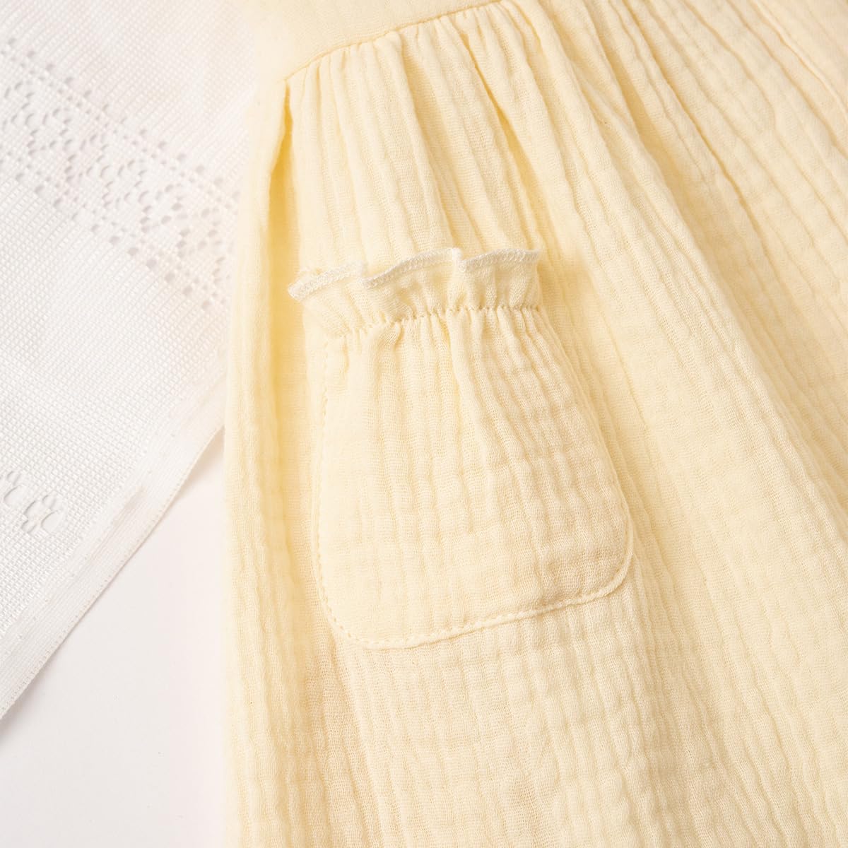 Kleinkinder Mädchen Sommerkleid Rüschenärmel Rundhalsausschnitt Knopfleiste Kleid lässiges Herbst A-Linien Party Kinderkleider 2-6 Jahre