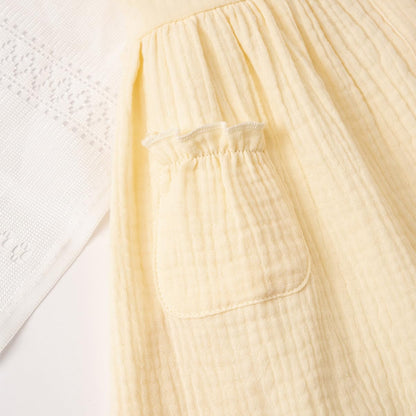 Kleinkinder Mädchen Sommerkleid Rüschenärmel Rundhalsausschnitt Knopfleiste Kleid lässiges Herbst A-Linien Party Kinderkleider 2-6 Jahre