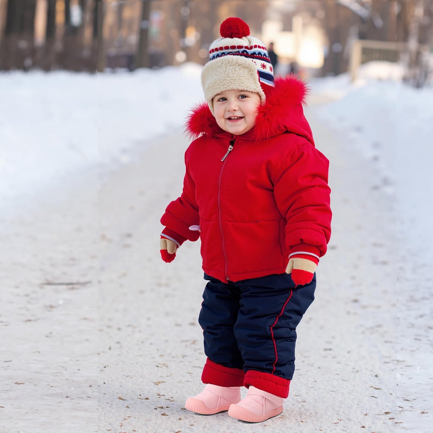 1-5 Years Baby Boys Girls Boots First Walking Shoes Toddler Winter Boots Warne Fur Lined Winter Shoes